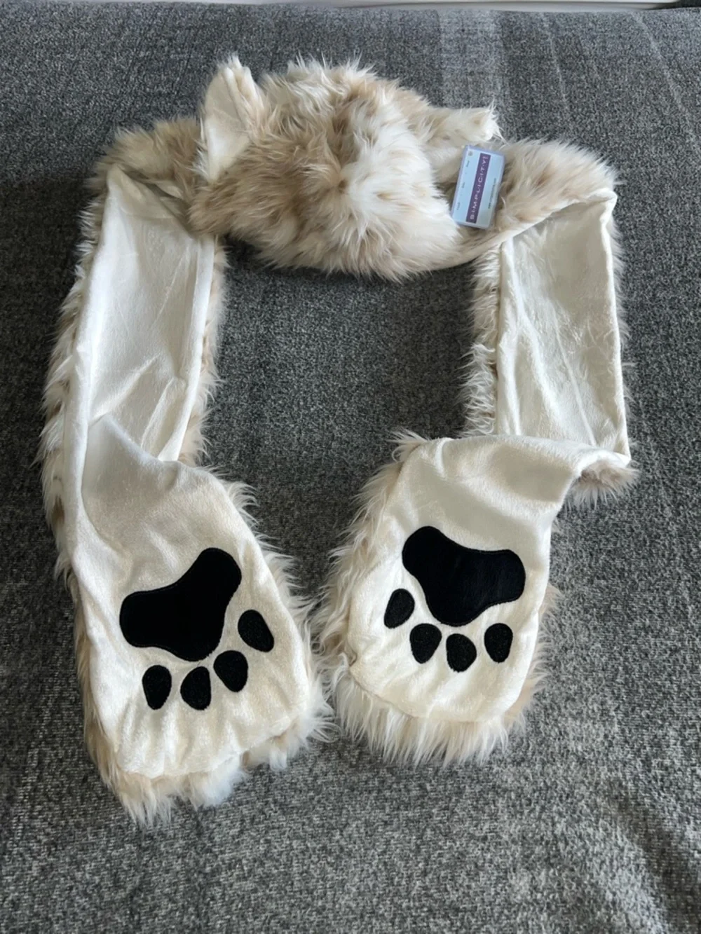 Leopard 3 In 1‎ Lovely Animal Beanie Cosplay Hat Scarf W/Paw Mittens